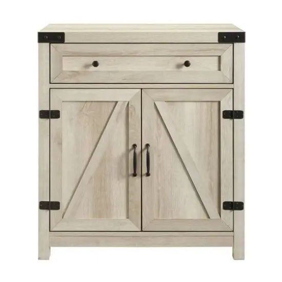 Walker Edison White Oak Farmhouse Barn Door Accent Cabinet {3}