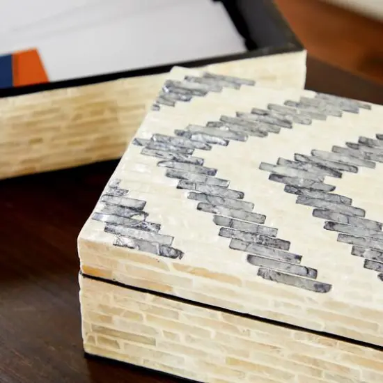Cream Chevron Wood Modern Box Set {8}