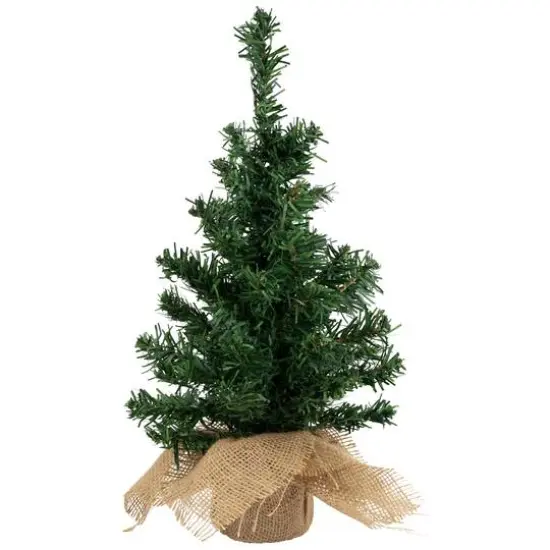 18" Unlit Two-Tone Mixed Pine Artificial Christmas Tree with Burlap Base {1}
