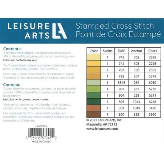 Leisure Arts&reg; Sunflower Pillowcase Stamped Cross Stitch Kit {3}