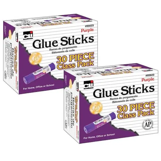 Charles Leonard Purple Glue Stick Class Pack, 2 Packs of 30 {1}