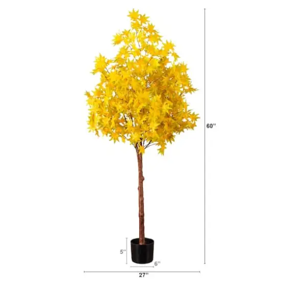 5ft. Pre-Lit Yellow Autumn Maple Artificial Fall Tree with 250 Warm White LED Lights {3}