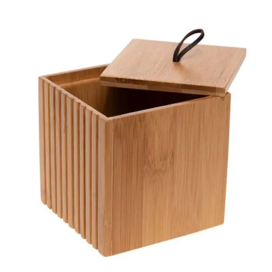 Bath Bliss Small Square Oslo Bamboo Storage Jar {6}