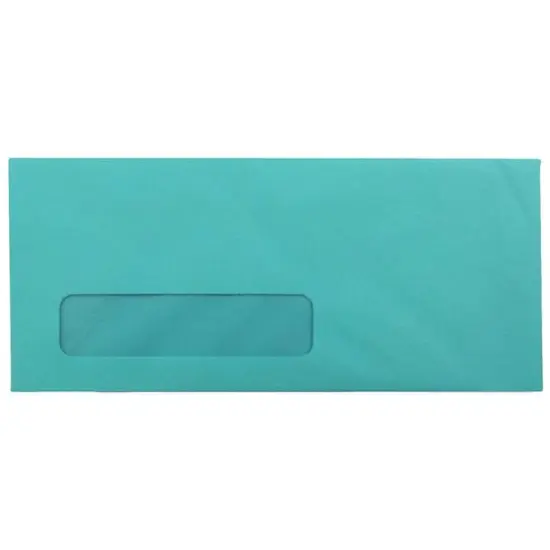 JAM Paper 4" x 9.5" Colored Business Window Envelopes, 50ct. Sea Blue Recycled {1}