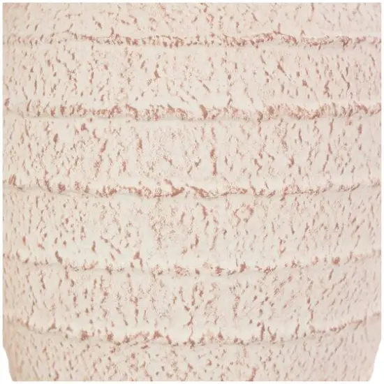 Cream Ceramic Textured Vase Set with Handles & Terra Cotta Accents {7}