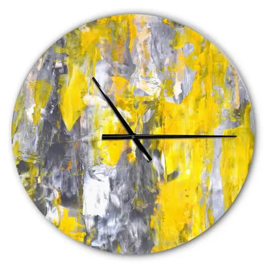 Designart 'Grey And Yellow Abstract Pattern Modern Wall Clock {1}