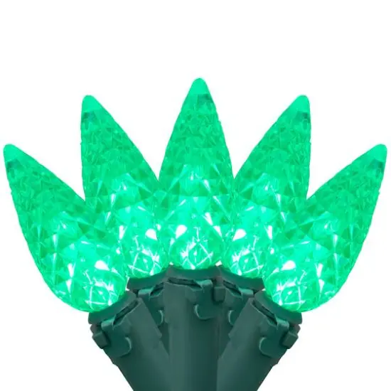 70ct. LED Faceted C6 Christmas String Lights Green {1}