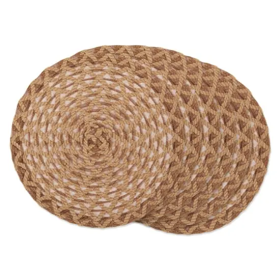 DII&reg; 15" Round Natural Dahlia Woven Placemat Set, 6ct. {1}
