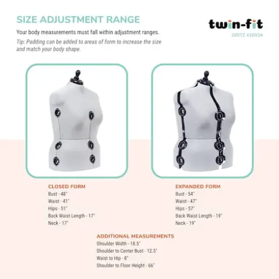 Dritz&reg; Twin-Fit Full Figure Dress Form with Adjustable Tri-Pod Stand {4}