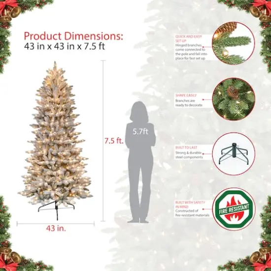7.5ft. Pre-Lit Fraser Fir Artificial Christmas Tree, Clear Lights {6}