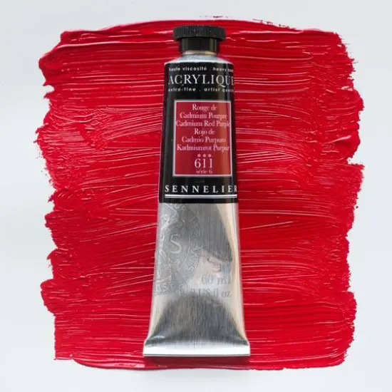 Sennelier Extra Fine Artists' Acrylic Paint, 60mL 611 Cadmium Red Purple {4}