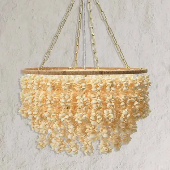 Hello Honey&reg; 20" Round Metal and Shell Chandelier Style Ceiling Light {3}