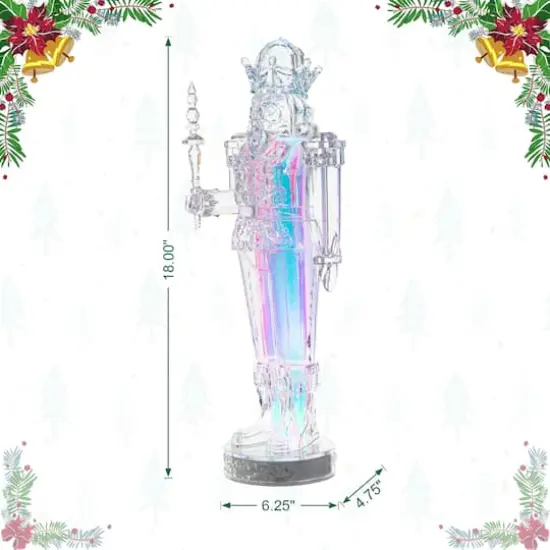 Glitzhome&reg; 18" Acrylic Lighted Tabletop Nutcracker Figurine {8}