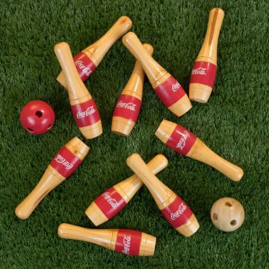 Toy Time Coca-Cola Indoor & Outdoor Wooden Bowling Set {5}