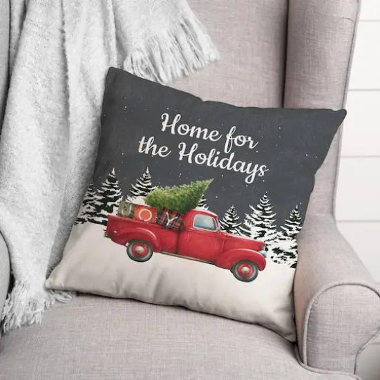 Home Holidays Truck 18x18 Throw Pillow {3}