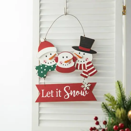 Glitzhome&reg; 12.75" Christmas Snowman Family Wall D&eacute;cor {6}
