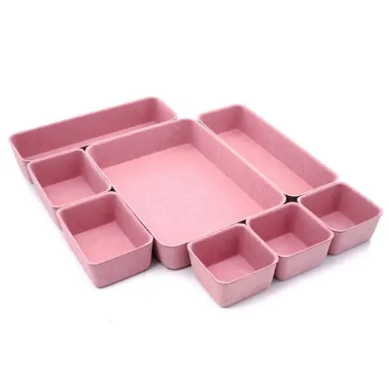 Welaxy Felt 8 Piece Drawer Organizer Tray Set Dusty Rose {7}