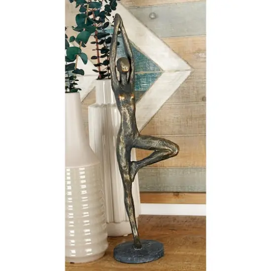 Brass Polystone Modern Sculpture, Yoga 18" x 6" x 4" {9}