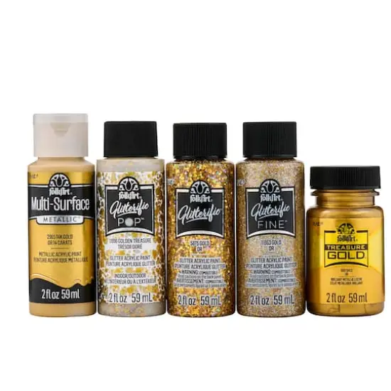 FolkArt&reg; Best Gold Metallic Acrylic Paint Color Set {1}