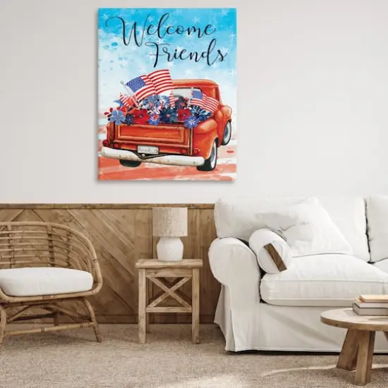 Stupell Industries Welcome Friends Americana Pickup Truck Canvas Wall Art {3}