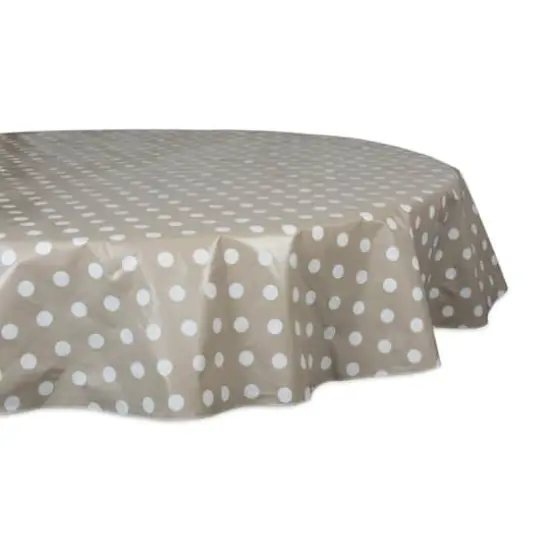 DII&reg; 70" Round Natural Polka Dot Vinyl Tablecloth {1}