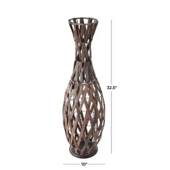 33" Copper Metal Handmade Woven Vase {6}