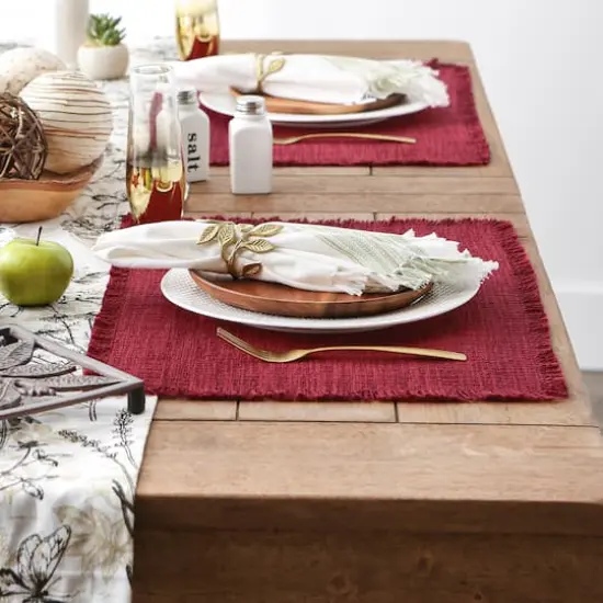 DII&reg; Basket Fringe Placemats, 4ct. Cranberry {4}