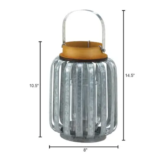 10.5" Large Galvanized Metal Lantern {6}