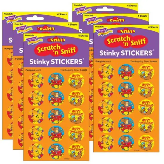 Trend Enterprises&reg; Stinky Stickers&reg; Thanksgiving Time/Pumpkin, 6 Packs of 60ct. {1}