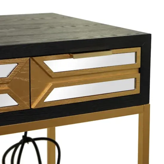 Black Wood Glam Desk, 46" x 20" x 30" {5}