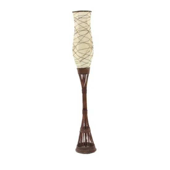 Brown Bamboo and Iron Traditional Floor Lamp, 59" x 10" x 10" {4}