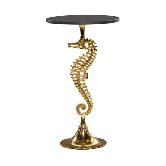 28" Gold Aluminum Coastal Accent Table {3}