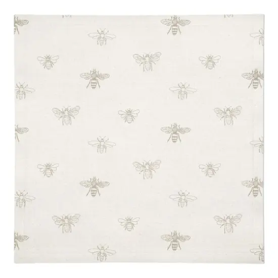Delicate Bee Pattern Cotton Twill Napkin Gray/White {1}