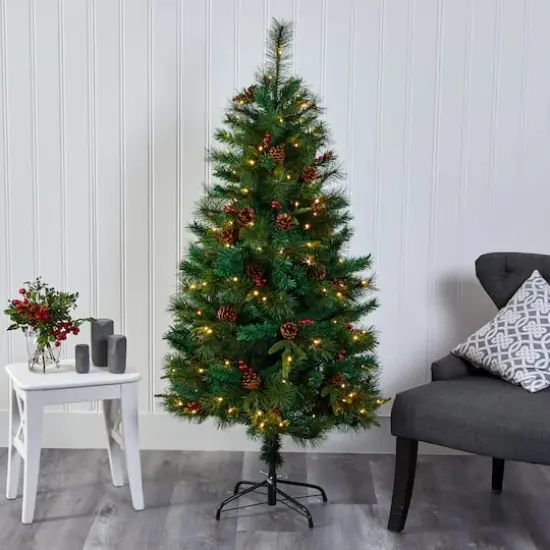 5ft. Pre-Lit Mixed Pine Artificial Christmas Tree, Clear LED Lights {7}