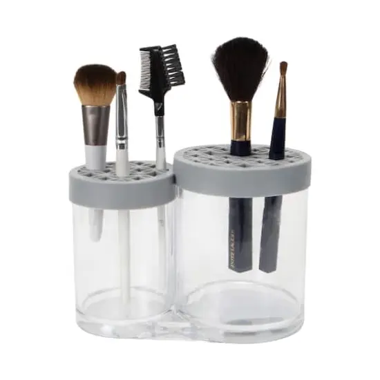 Simplify Gray 2 Compartment Cosmetic Brush Holder {1}