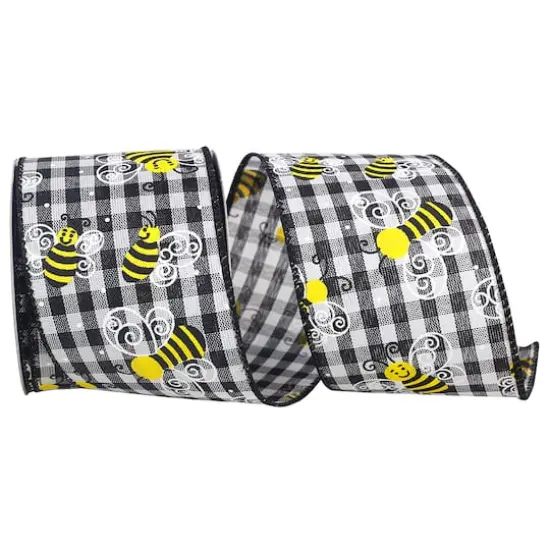 Reliant 2.5" x 10yd. Wired Bumble Bee Gingham Check Ribbon {1}