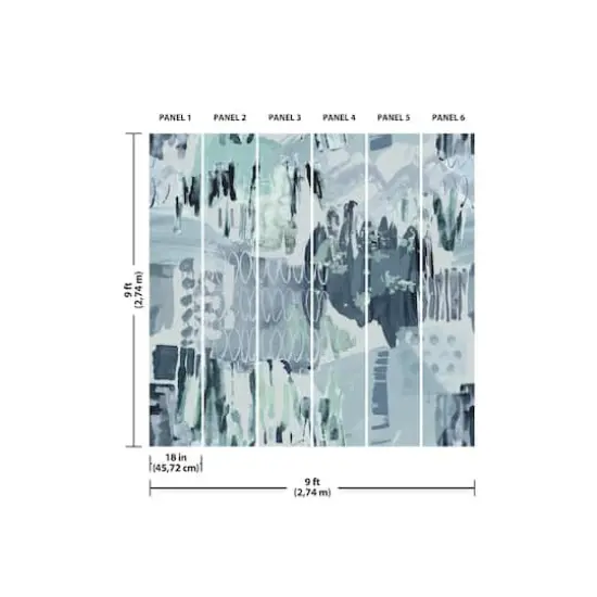 RoomMates Tamara Day Blue Abstraction Peel & Stick Wallpaper Mural {5}