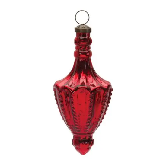4ct. Red Mercury Glass Finial Drop Ornament {3}