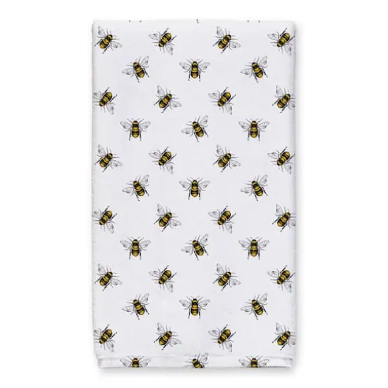 Bee With Watercolor Flowers 16" x 25" Tea Towel Set of 2 {4}