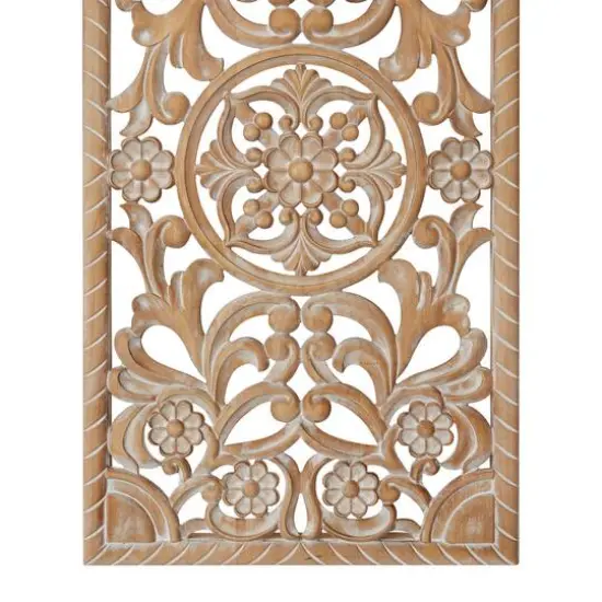 Brown Wood Bohemian Floral Wall Decor 37" x 17" x 2" {4}