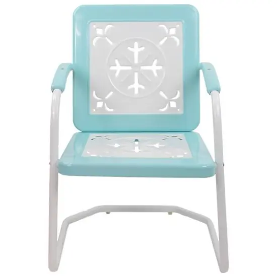 35" Square Outdoor Retro Tulip Armchair Blue {4}