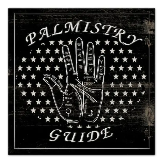 Black Palmistry Guide Canvas Wall Art {1}