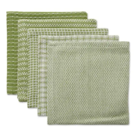 DII&reg; Antique Green Mixed Pattern Dishcloths, 5ct. {1}