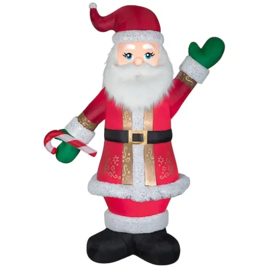 8ft. Airblown&reg; Inflatable Mixed Media Luxe Santa with Candy Cane {1}