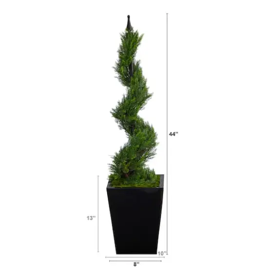 3.6ft. Spiral Cypress Topiary in Black Metal Planter {3}