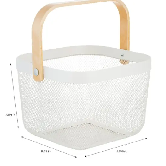 Simplify White Mesh Tote with Bamboo Handle {7}