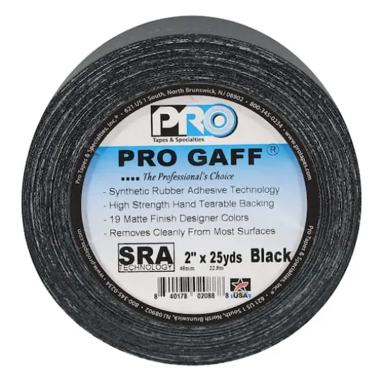 Pro Tape Black Pro Gaff&reg; Gaffers Tape, 2" x 25yd. {1}