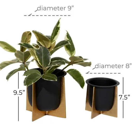 Black & Gold Aluminum Glam Planter Set {6}