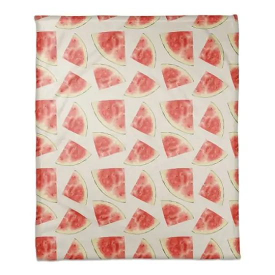 Watermelon Pattern 50" x 60" Coral Fleece Blanket {1}