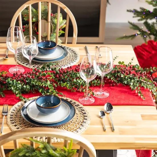 Glitzhome&reg; 6ft Christmas Greenery Eucalyptus Garland with Red Berries, 2ct. {3}